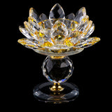 Maxbell Crystal Lotus Flower Candle Holder Tealight Holder Home Decor Yellow & Green