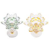 Maxbell Crystal Lotus Flower Candle Holder Tealight Holder Home Decor Yellow & Green