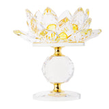 Maxbell Crystal Lotus Flower Candle Holder Tealight Holder Home Decor Yellow & Green