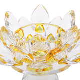 Maxbell Crystal Lotus Flower Candle Holder Tealight Holder Home Decor Yellow & Green