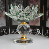 Maxbell Crystal Lotus Flower Candle Holder Tealight Holder Home Decor Yellow & Green