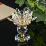 Maxbell Crystal Lotus Flower Candle Holder Tealight Holder Home Decor Yellow & Green