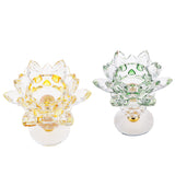 Maxbell Crystal Lotus Flower Candle Holder Tealight Holder Home Decor Yellow & Green