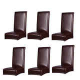 Maxbell 6 Pieces Stretch Chair Cover Leather Seat Cover Dining Room Decoration E