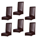 Maxbell 6 Pieces Stretch Chair Cover Leather Seat Cover Dining Room Decoration E