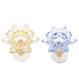 Maxbell Crystal Lotus Flower Candle Holder Tealight Holder Home Decor Yellow & Blue