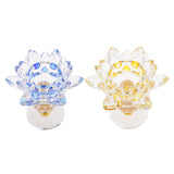 Maxbell Crystal Lotus Flower Candle Holder Tealight Holder Home Decor Yellow & Blue