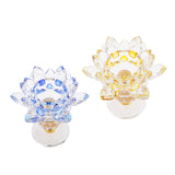 Maxbell Crystal Lotus Flower Candle Holder Tealight Holder Home Decor Yellow & Blue