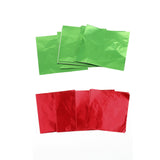 Maxbell 200 Pieces Sweet Candy Package Foil Paper Chocolate Lolly Foil Wrapper Green/Red
