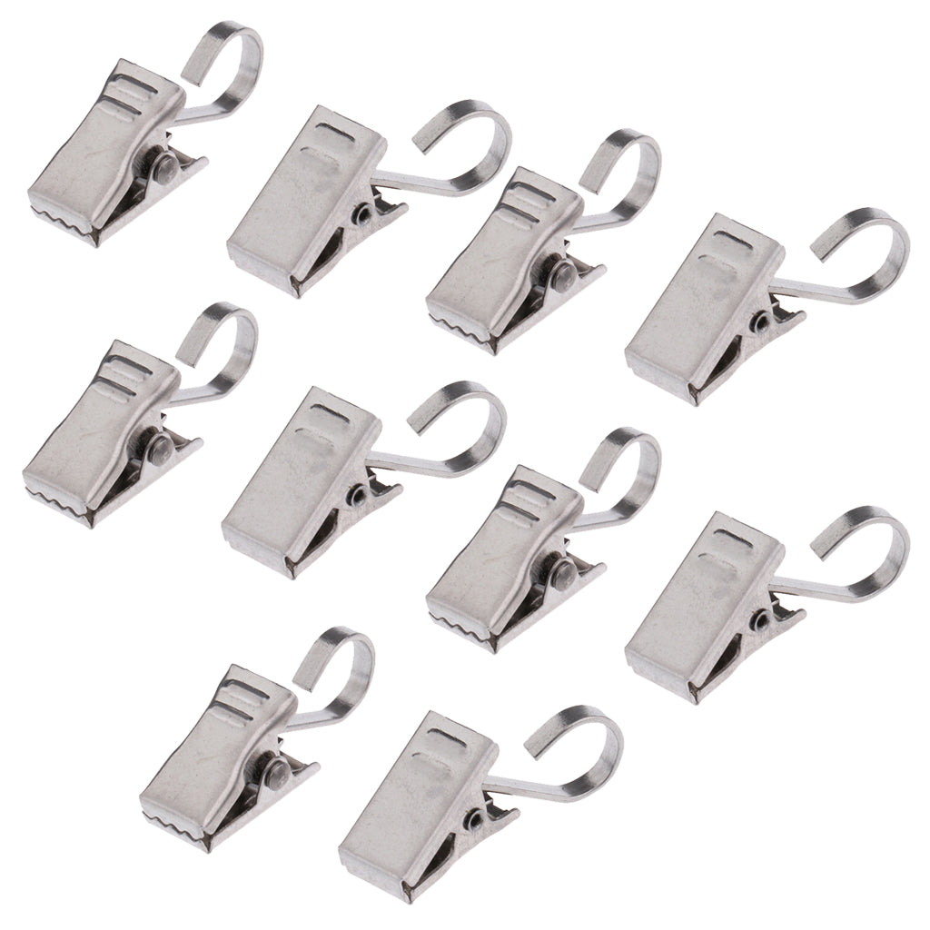 Maxbell 30x Metal Curtain Clips with Hook Curtain Glider Clip Hanger, Heavy Duty 35mm Silver