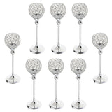 Maxbell 8Pieces 35cm Silver Crystal Votive Tea Light Globe Pillar Candle Holder Decor