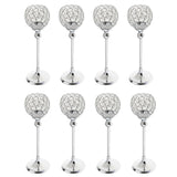 Maxbell 8Pieces 35cm Silver Crystal Votive Tea Light Globe Pillar Candle Holder Decor