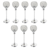 Maxbell 8Pieces 35cm Silver Crystal Votive Tea Light Globe Pillar Candle Holder Decor