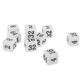 Maxbell 10 Pieces Opaque Six Sided Multiple Dice for TRPG Party Board Game Toys White