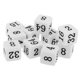 Maxbell 10 Pieces Opaque Six Sided Multiple Dice for TRPG Party Board Game Toys White