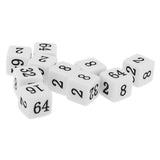 Maxbell 10 Pieces Opaque Six Sided Multiple Dice for TRPG Party Board Game Toys White