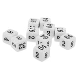 Maxbell 10 Pieces Opaque Six Sided Multiple Dice for TRPG Party Board Game Toys White