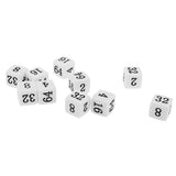 Maxbell 10 Pieces Opaque Six Sided Multiple Dice for TRPG Party Board Game Toys White