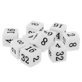Maxbell 10 Pieces Opaque Six Sided Multiple Dice for TRPG Party Board Game Toys White