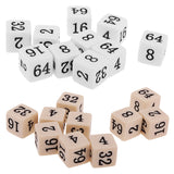 Maxbell 10 Pieces Opaque Six Sided Multiple Dice for TRPG Party Board Game Toys White