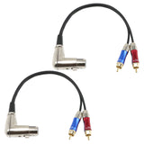 Maxbell 2 Pieces 90° 3 Pin Female XLR to 2 Dual RCA Male Y Splitter Patch Cable Audio Cable Shielded Audio Speaker Microphone Converter Cable Cords