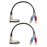 Maxbell 2 Pieces 90° 3 Pin Female XLR to 2 Dual RCA Male Y Splitter Patch Cable Audio Cable Shielded Audio Speaker Microphone Converter Cable Cords