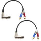 Maxbell 2 Pieces 90° 3 Pin Female XLR to 2 Dual RCA Male Y Splitter Patch Cable Audio Cable Shielded Audio Speaker Microphone Converter Cable Cords