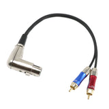 Maxbell 2 Pieces 90° 3 Pin Female XLR to 2 Dual RCA Male Y Splitter Patch Cable Audio Cable Shielded Audio Speaker Microphone Converter Cable Cords