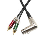 Maxbell 2 Pieces 90° 3 Pin Female XLR to 2 Dual RCA Male Y Splitter Patch Cable Audio Cable Shielded Audio Speaker Microphone Converter Cable Cords