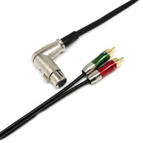 Maxbell 2 Pieces 90° 3 Pin Female XLR to 2 Dual RCA Male Y Splitter Patch Cable Audio Cable Shielded Audio Speaker Microphone Converter Cable Cords