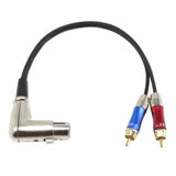 Maxbell 2 Pieces 90° 3 Pin Female XLR to 2 Dual RCA Male Y Splitter Patch Cable Audio Cable Shielded Audio Speaker Microphone Converter Cable Cords