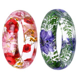 Maxbell 2Pcs Women Clear Lucite Bangle Daisy Dried Flower Pressed Incased Bracelet