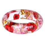 Maxbell 2Pcs Women Clear Lucite Bangle Daisy Dried Flower Pressed Incased Bracelet