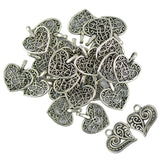 Maxbell 100pcs Antique Tibet Silver Charms Heart Beads Pendants Jewelry Accessories