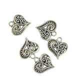 Maxbell 100pcs Antique Tibet Silver Charms Heart Beads Pendants Jewelry Accessories