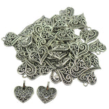 Maxbell 100pcs Antique Tibet Silver Charms Heart Beads Pendants Jewelry Accessories