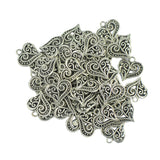 Maxbell 100pcs Antique Tibet Silver Charms Heart Beads Pendants Jewelry Accessories