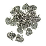 Maxbell 100pcs Antique Tibet Silver Charms Heart Beads Pendants Jewelry Accessories