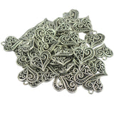 Maxbell 100pcs Antique Tibet Silver Charms Heart Beads Pendants Jewelry Accessories