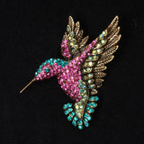 Maxbell 2pcs Women Men Vintage Crystal Hummingbird Enamle Birds Brooch Pins Jewelry