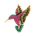 Maxbell 2pcs Women Men Vintage Crystal Hummingbird Enamle Birds Brooch Pins Jewelry