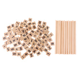 Maxbell 100 Pieces Wooden Number and Symbol Tiles with Wooden Tile Racks Wood Crafts