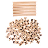 Maxbell 100 Pieces Wooden Number and Symbol Tiles with Wooden Tile Racks Wood Crafts