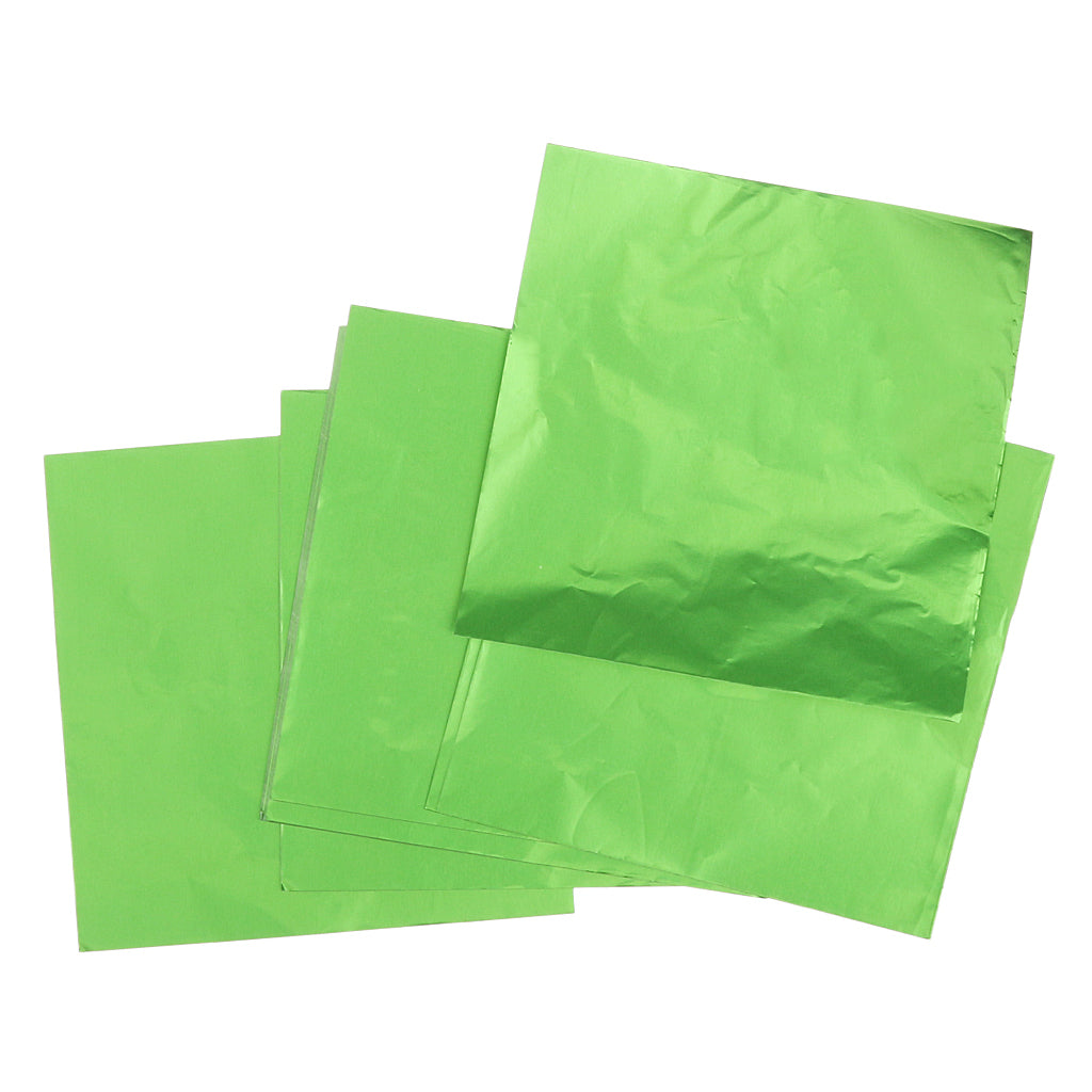 Maxbell Pack of 400 Foil Wrappers Sweets Candy Package Foil Paper Chocolate Lolly Foil Candy Wrappers Confectionary 4'' X 4'' green red gold silver 4 colors mixed