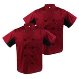 Maxbell 2pcs Unisex Double Breasted Short Sleeve Chef Jacket Coat Cook Uniform