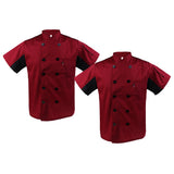 Maxbell 2pcs Unisex Double Breasted Short Sleeve Chef Jacket Coat Cook Uniform