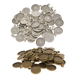 Maxbell 100pcs 25mm Round Alloy Base Cameo Setting Cabochon Charms Pendant DIY Craft