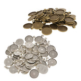 Maxbell 100pcs 25mm Round Alloy Base Cameo Setting Cabochon Charms Pendant DIY Craft