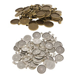 Maxbell 100pcs 25mm Round Alloy Base Cameo Setting Cabochon Charms Pendant DIY Craft
