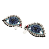 Maxbell Iron on Sew On Rhinestones Patch Handmade Crystal Skull Beaded Eyes Applique Motif Garment Bag Hat Decoration Patches